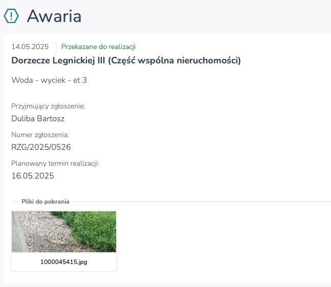 Wyciek z systemu nawadniającego